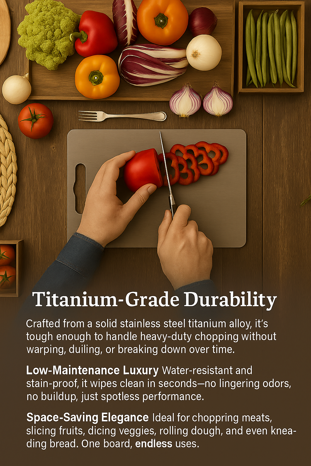 Double-Sided Titanium Cutting Board – Sleek, Strong & Sanitary