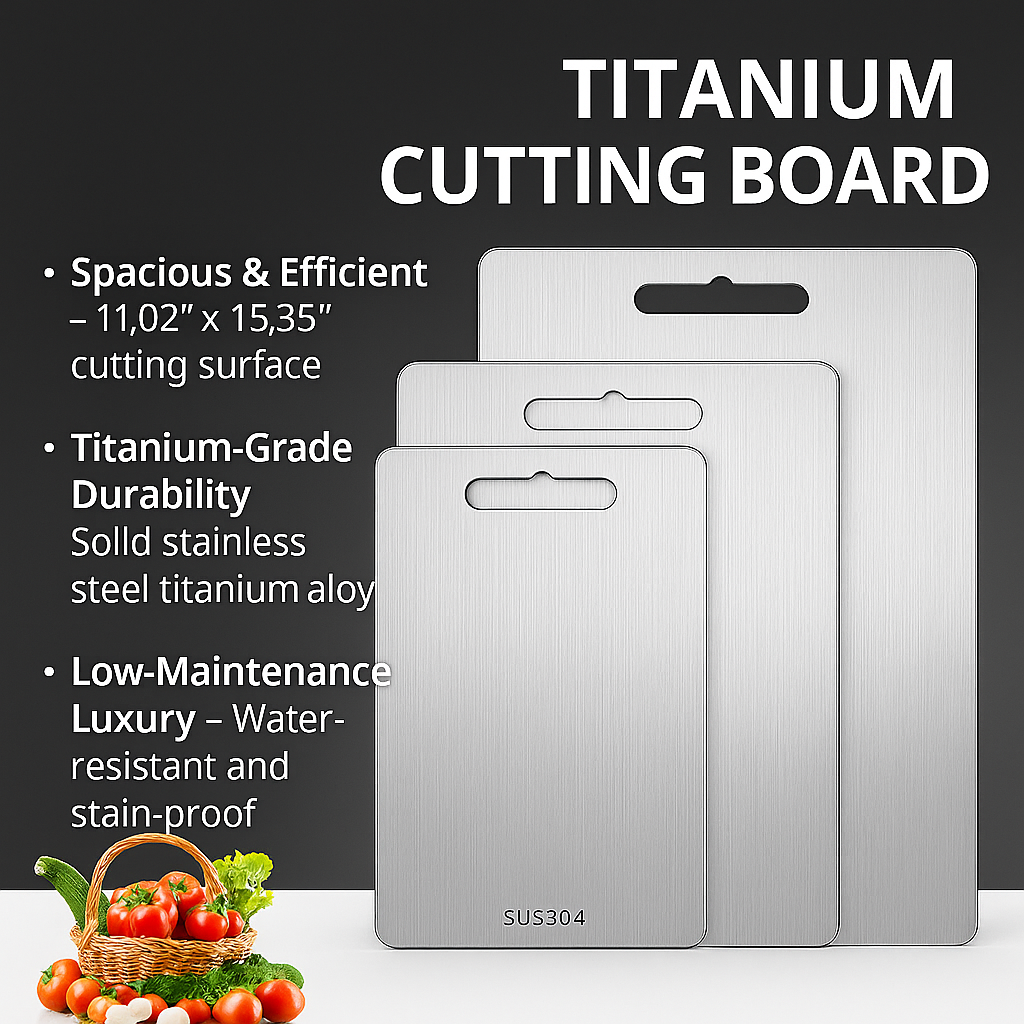 Double-Sided Titanium Cutting Board – Sleek, Strong & Sanitary