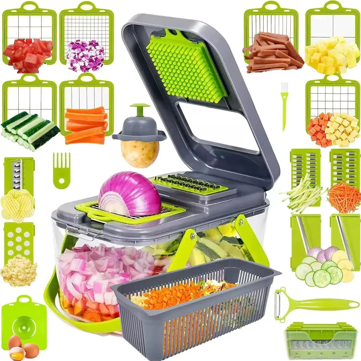 12/22-in-1 Multifunctional Vegetable Chopper – The Ultimate Kitchen Gadget! 🔪🥕🥔