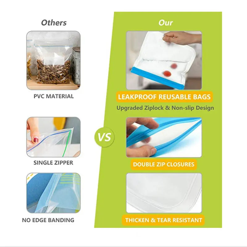 Stand-Up Reusable Silicone Bags – Leakproof, Freezer-Ready & Family-Safe