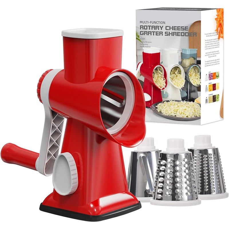 3-in-1 Rotary Cheese & Vegetable Grater – Effortless Slicing, Shredding & Grinding! 🧀🥕🥜