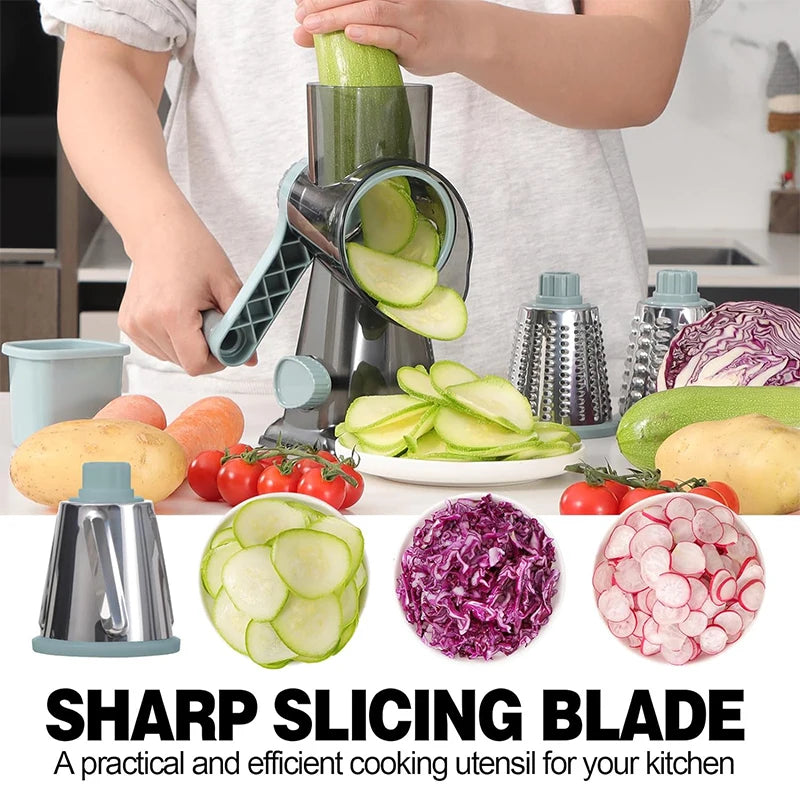 3-in-1 Rotary Cheese & Vegetable Grater – Effortless Slicing, Shredding & Grinding! 🧀🥕🥜