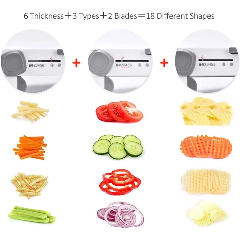 18-in-1 Adjustable Mandoline Slicer – The Ultimate Kitchen Cutting Tool! 🔪🥔🥕