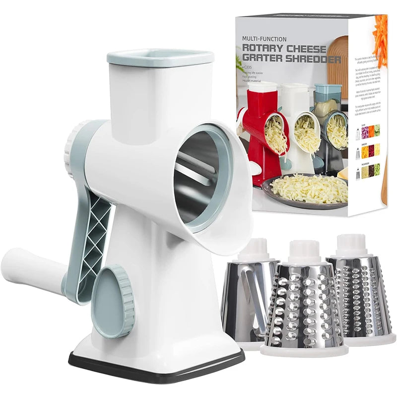 3-in-1 Rotary Cheese & Vegetable Grater – Effortless Slicing, Shredding & Grinding! 🧀🥕🥜