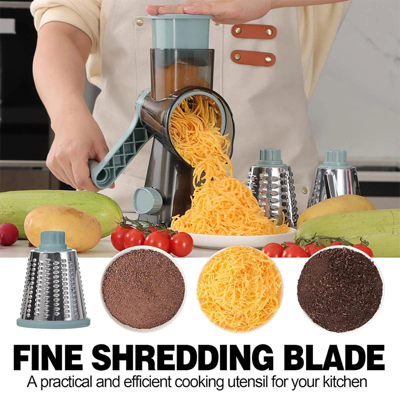 3-in-1 Rotary Cheese & Vegetable Grater – Effortless Slicing, Shredding & Grinding! 🧀🥕🥜