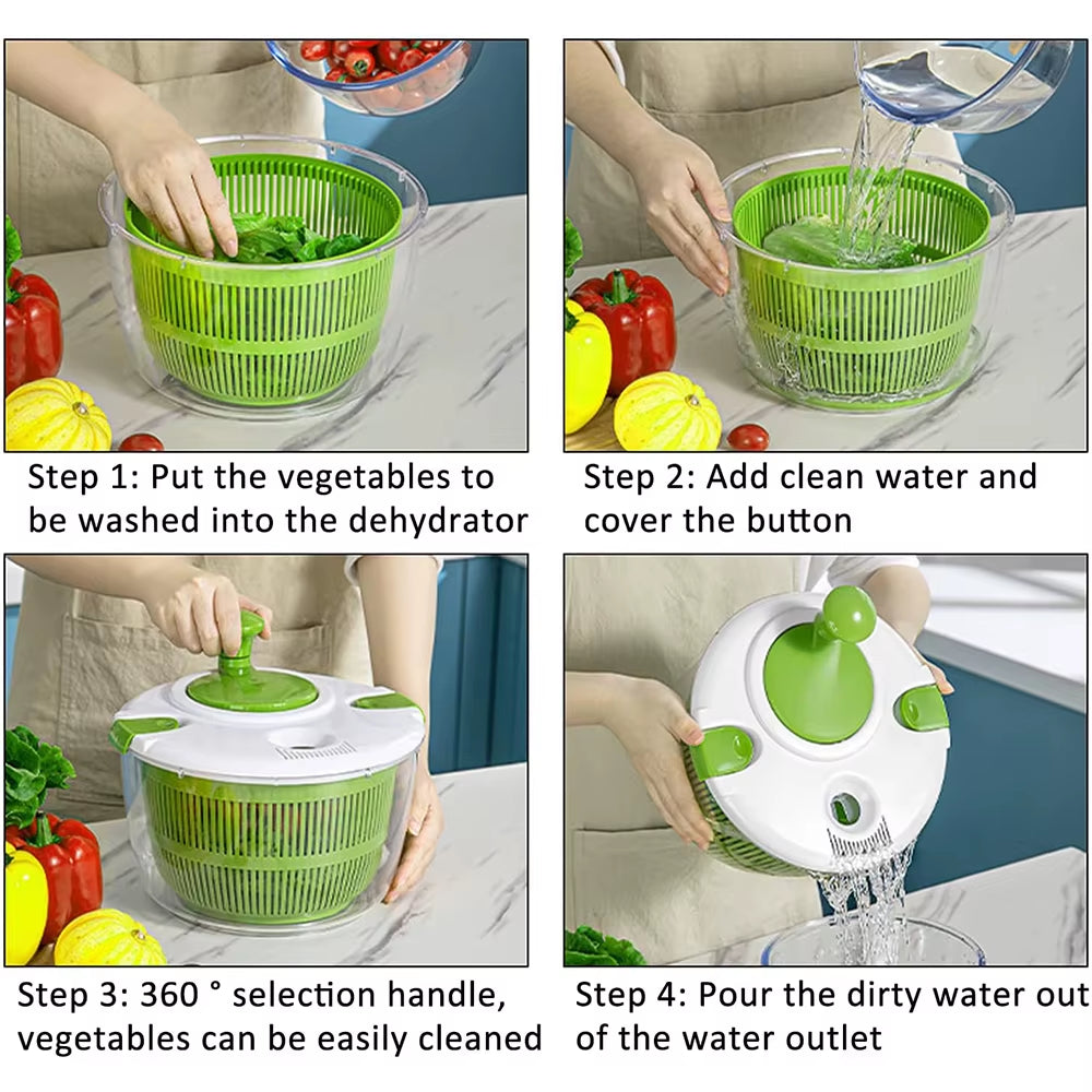 5L Large Salad Spinner – Crisp, Clean, & Dry Greens in Seconds! 🥗💦