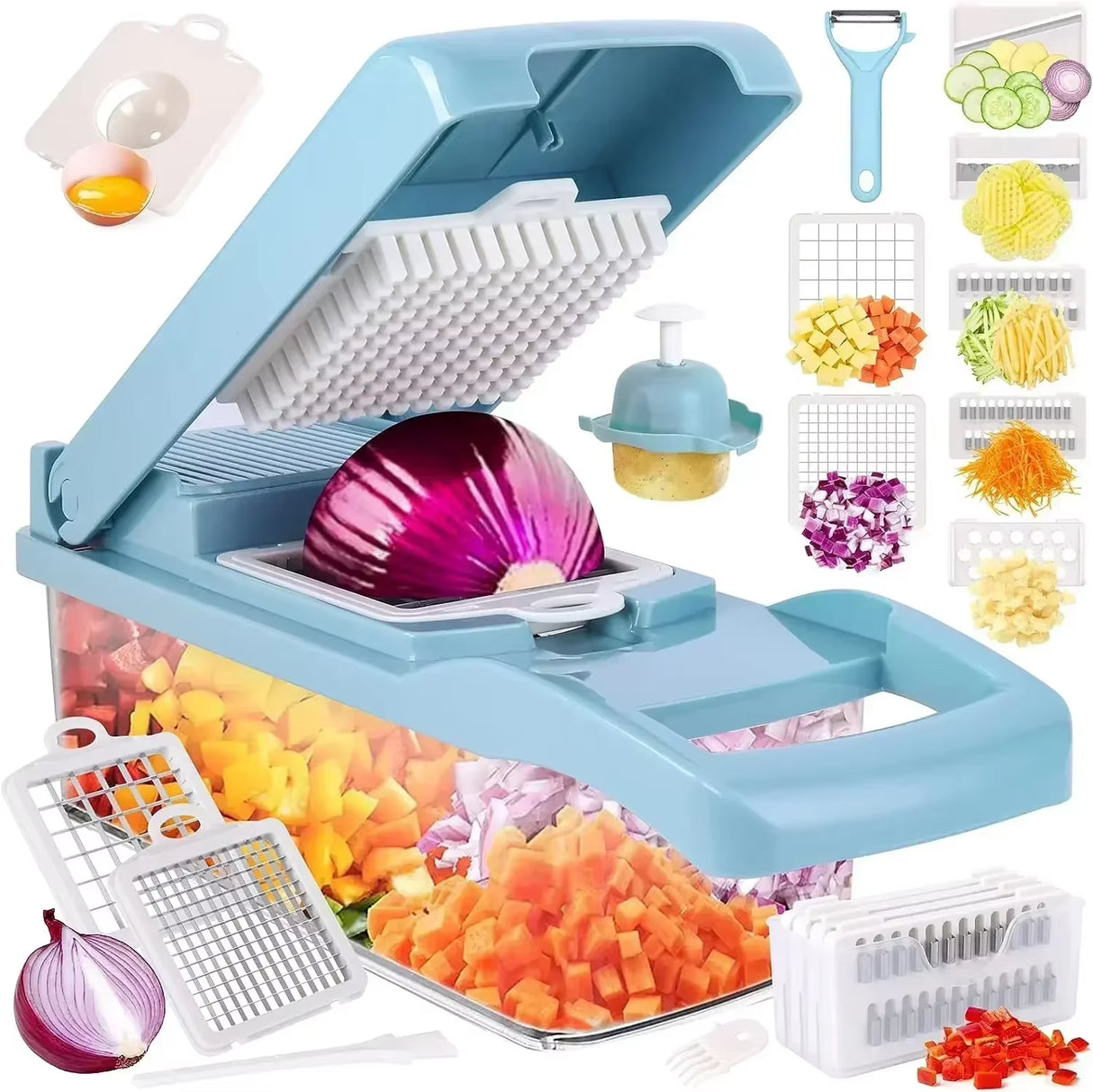 12/22-in-1 Multifunctional Vegetable Chopper – The Ultimate Kitchen Gadget! 🔪🥕🥔