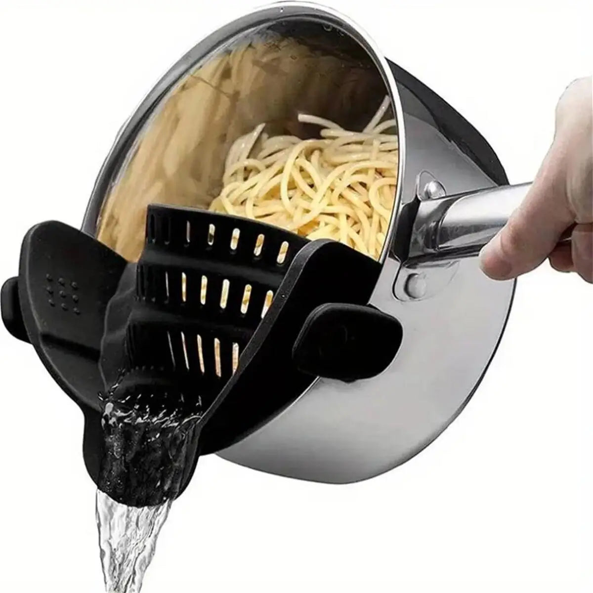 Collapsible Silicone Pasta Strainer and Kitchen Gadget for Cooking