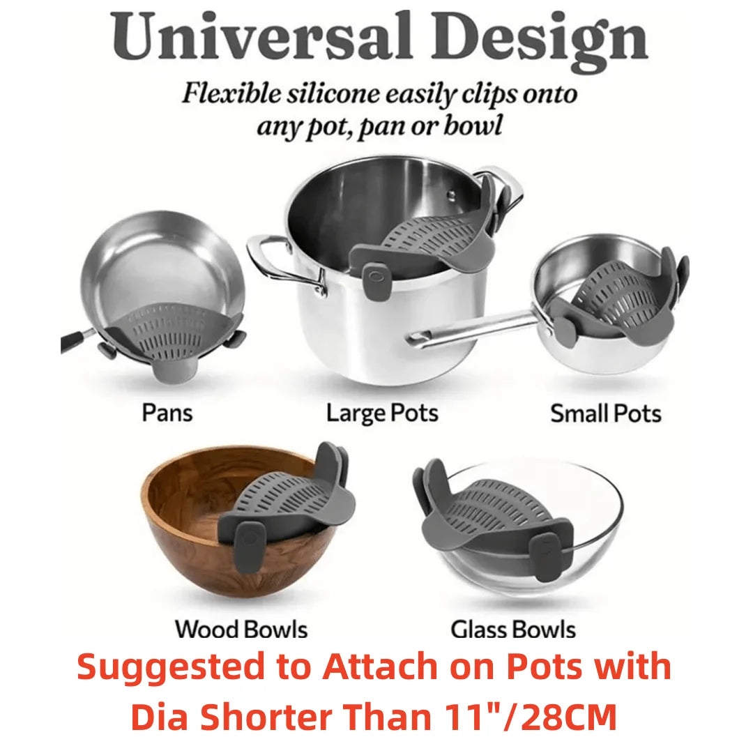 Collapsible Silicone Pasta Strainer and Kitchen Gadget for Cooking