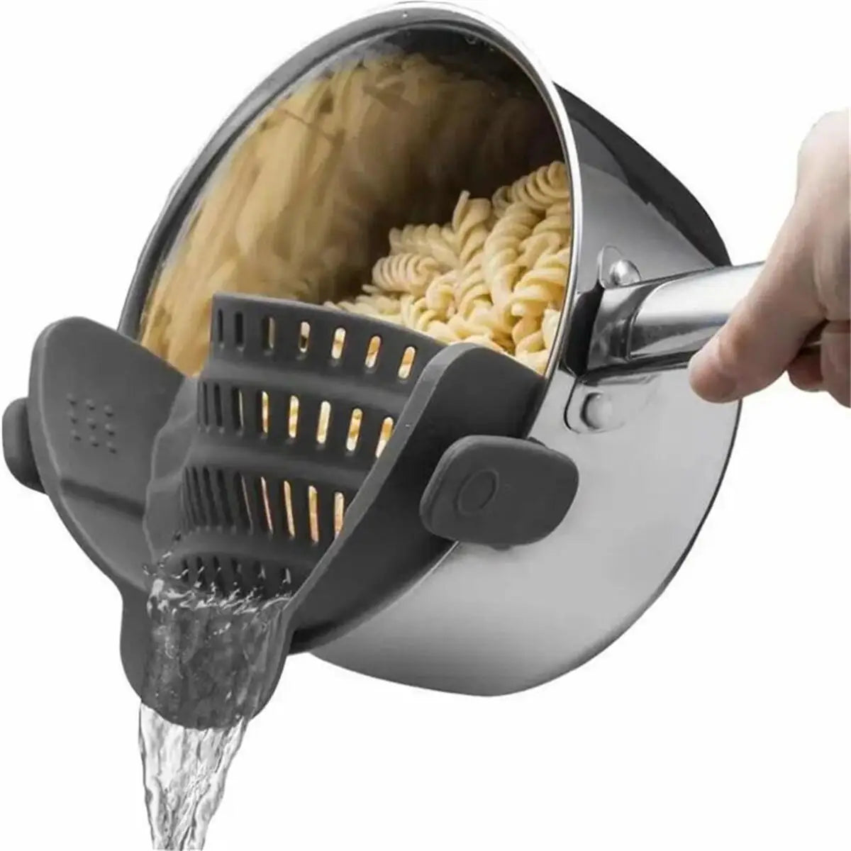 Collapsible Silicone Pasta Strainer and Kitchen Gadget for Cooking