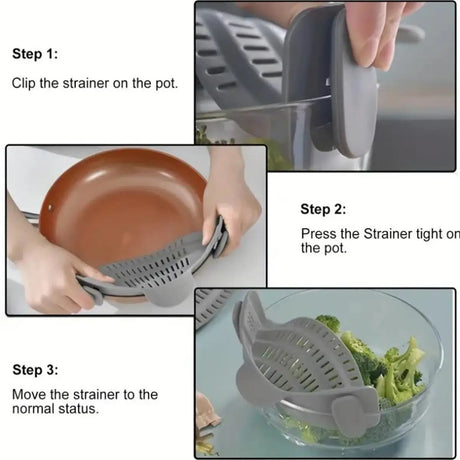Collapsible Silicone Pasta Strainer and Kitchen Gadget for Cooking
