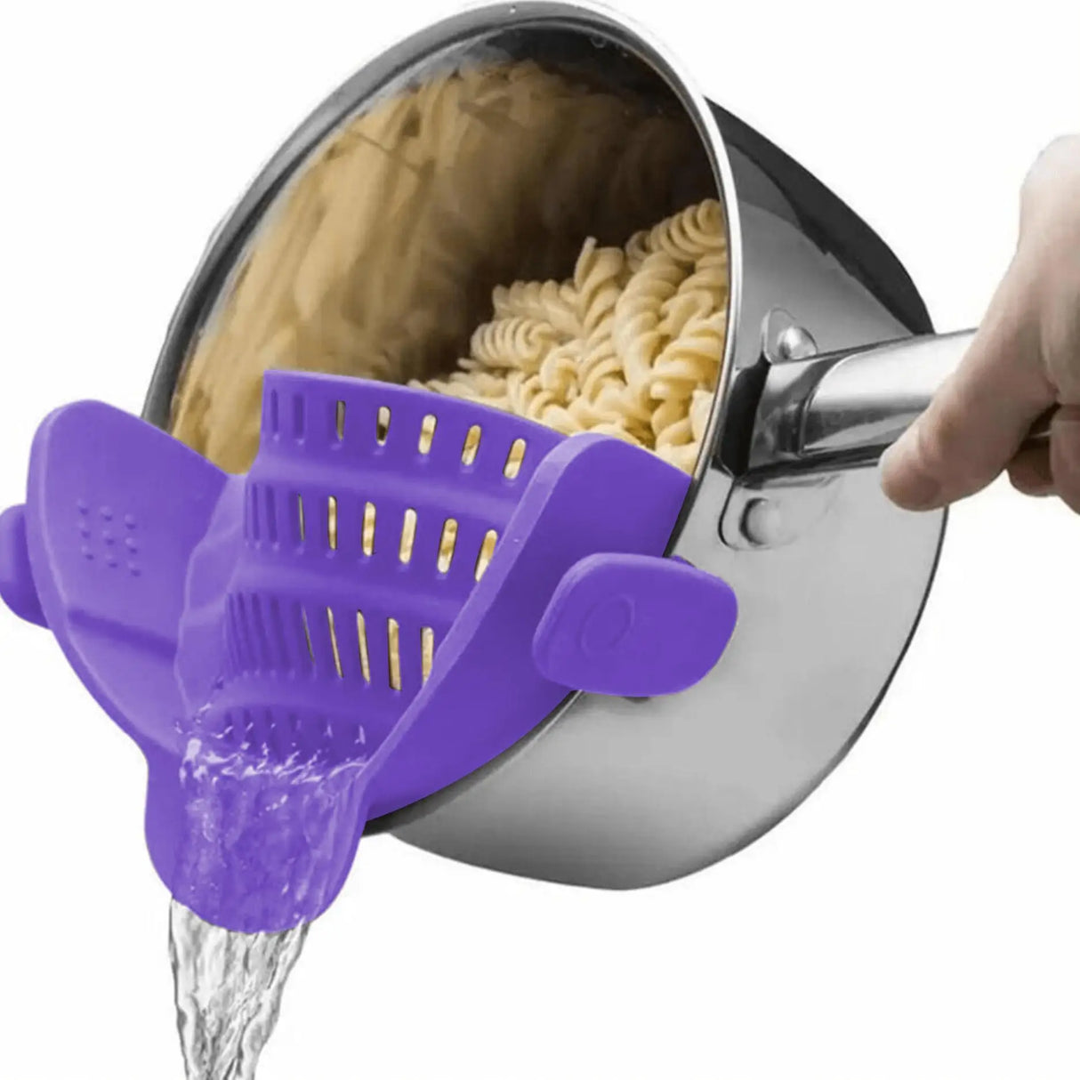 Collapsible Silicone Pasta Strainer and Kitchen Gadget for Cooking